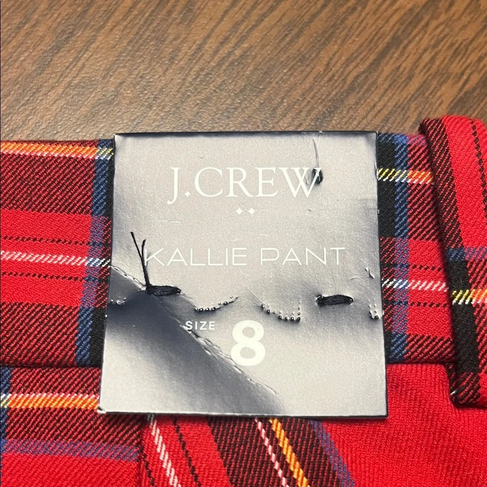 J Crew red plaid Kallie pants, size 8, NWT‎